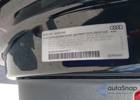 2019 Audi S5 3.0T Premium из США, поврежденный, VIN WAUR4AF54KA014417